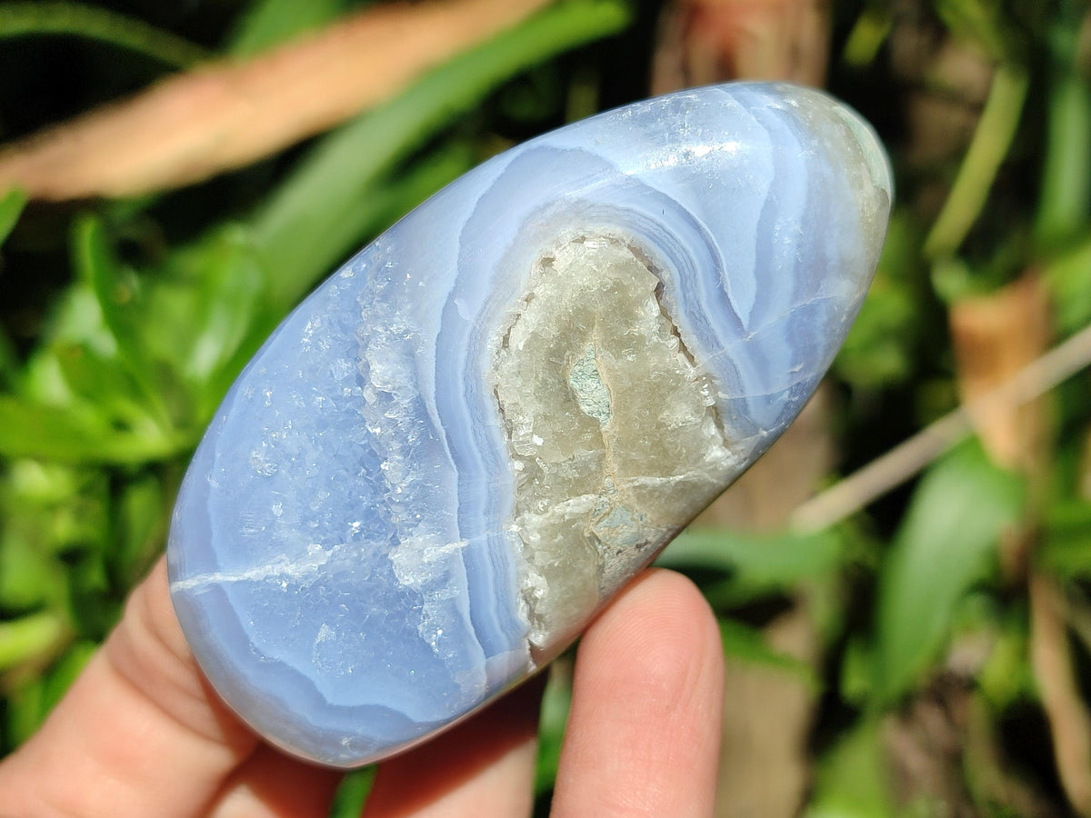 Polished Blue Lace Agate Free Forms x 4 From Nsanje, Malawi