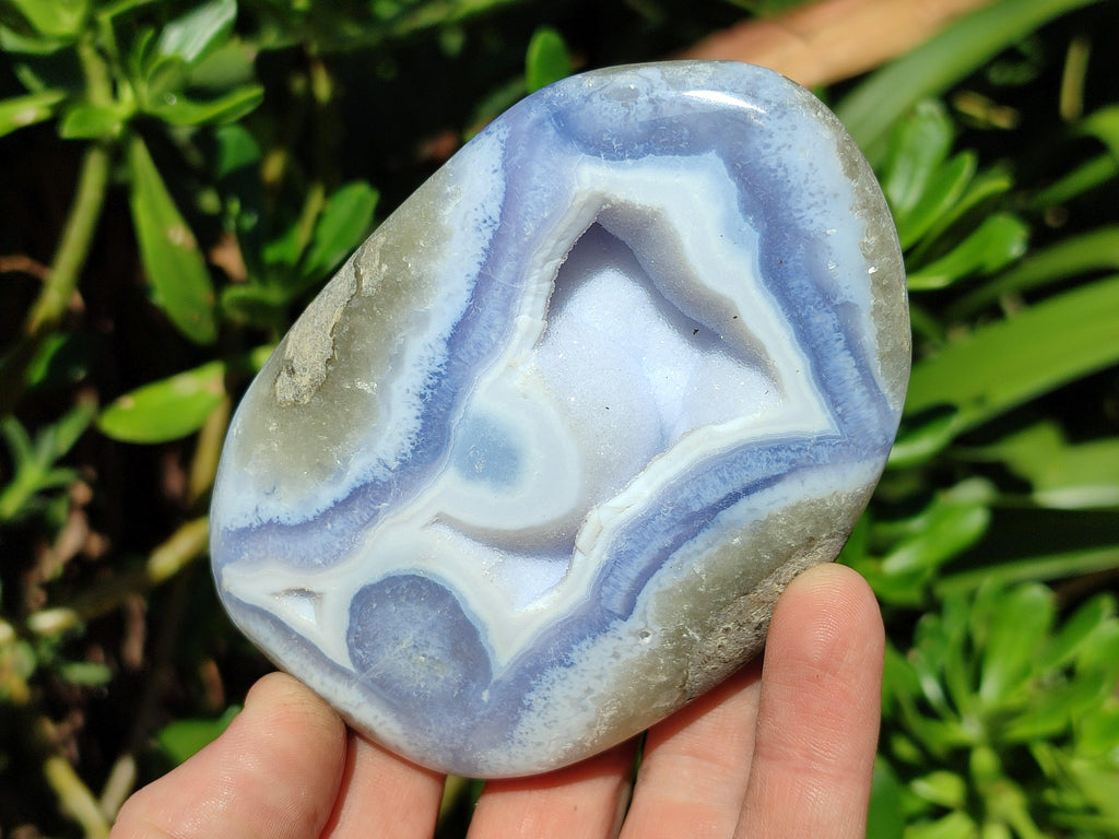 Polished Blue Lace Agate Free Forms x 4 From Nsanje, Malawi