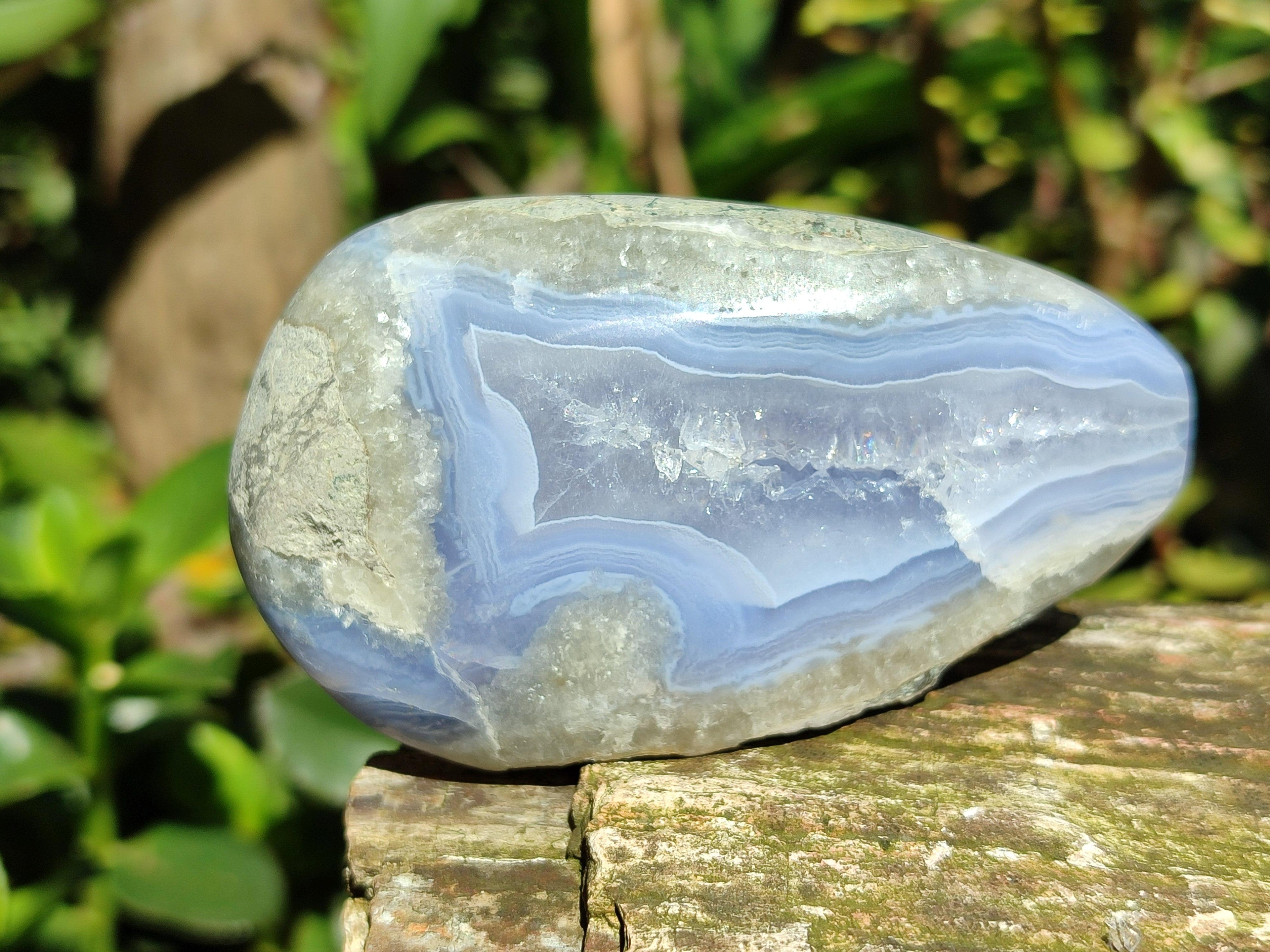 Polished Blue Lace Agate Free Forms x 4 From Nsanje, Malawi