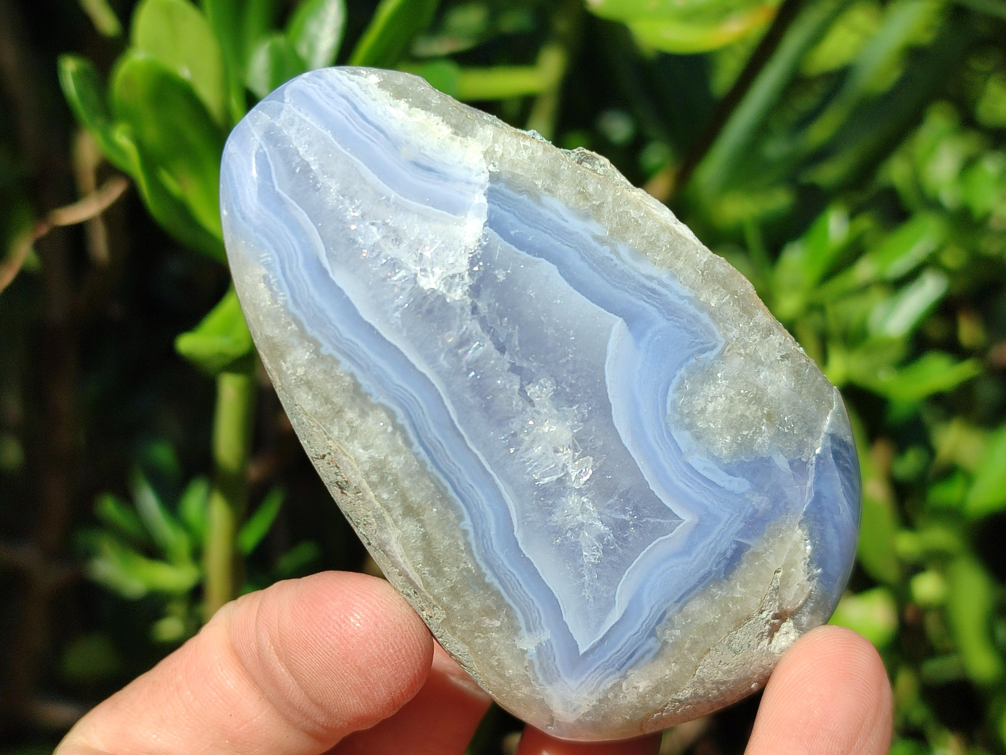 Polished Blue Lace Agate Free Forms x 4 From Nsanje, Malawi