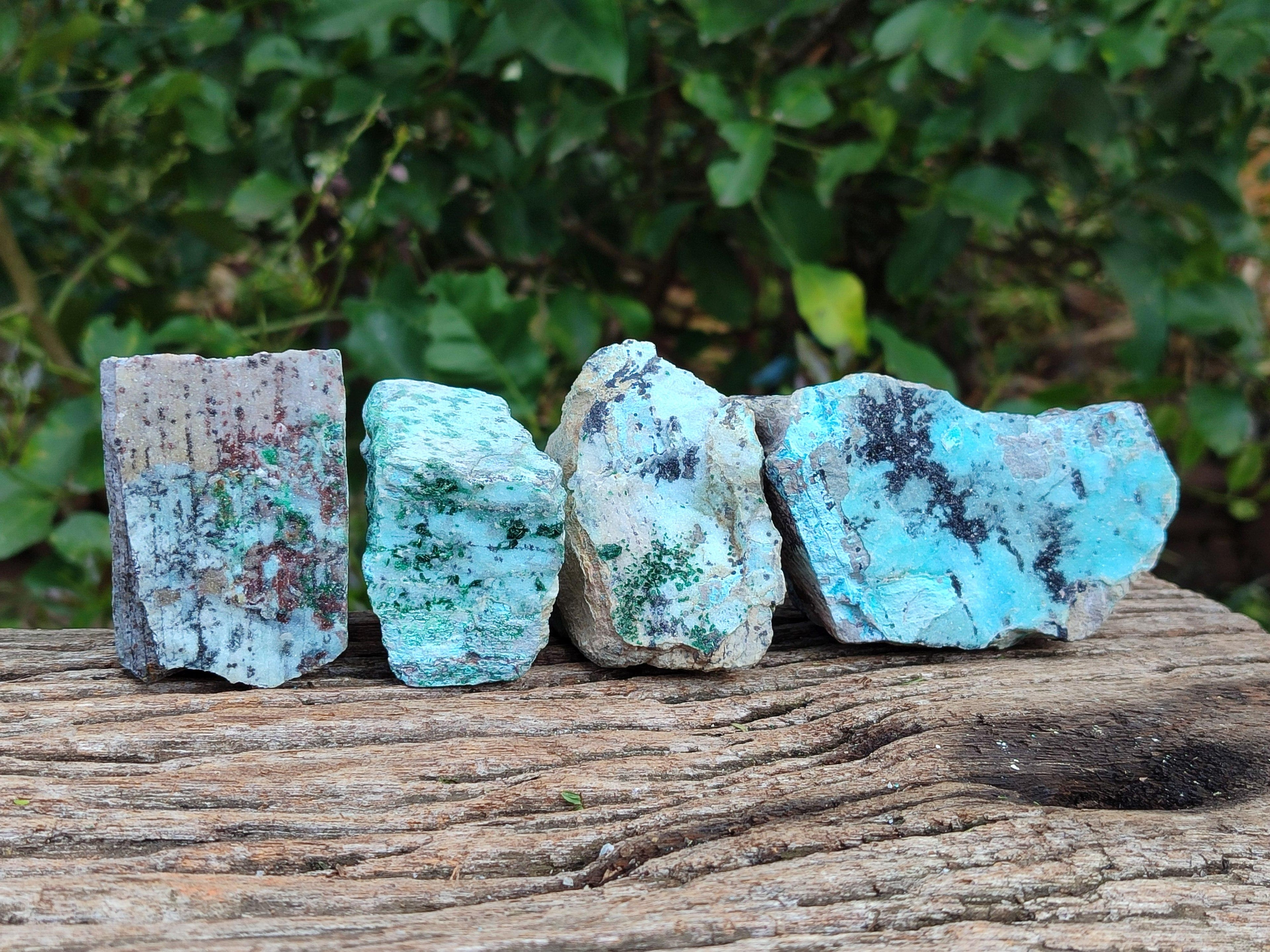 Natural Drusy Coated Chrysocolla On Dolomite With Malachite And Heterogenite Specimens x 6 From Lupoto Mine, Congo