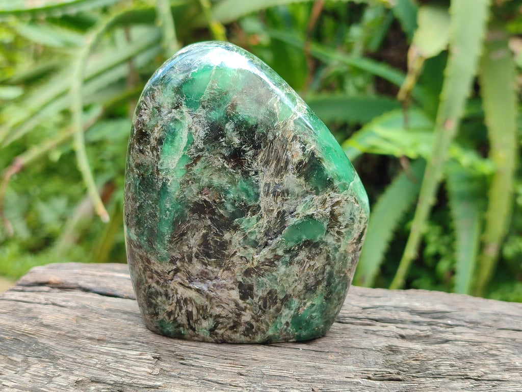 Polished Emerald Mica 'Mutokolite' Standing Free Forms x 4 From Mutoko, Zimbabwe