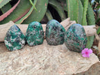 Polished Emerald Mica 'Mutokolite' Standing Free Forms x 4 From Mutoko, Zimbabwe