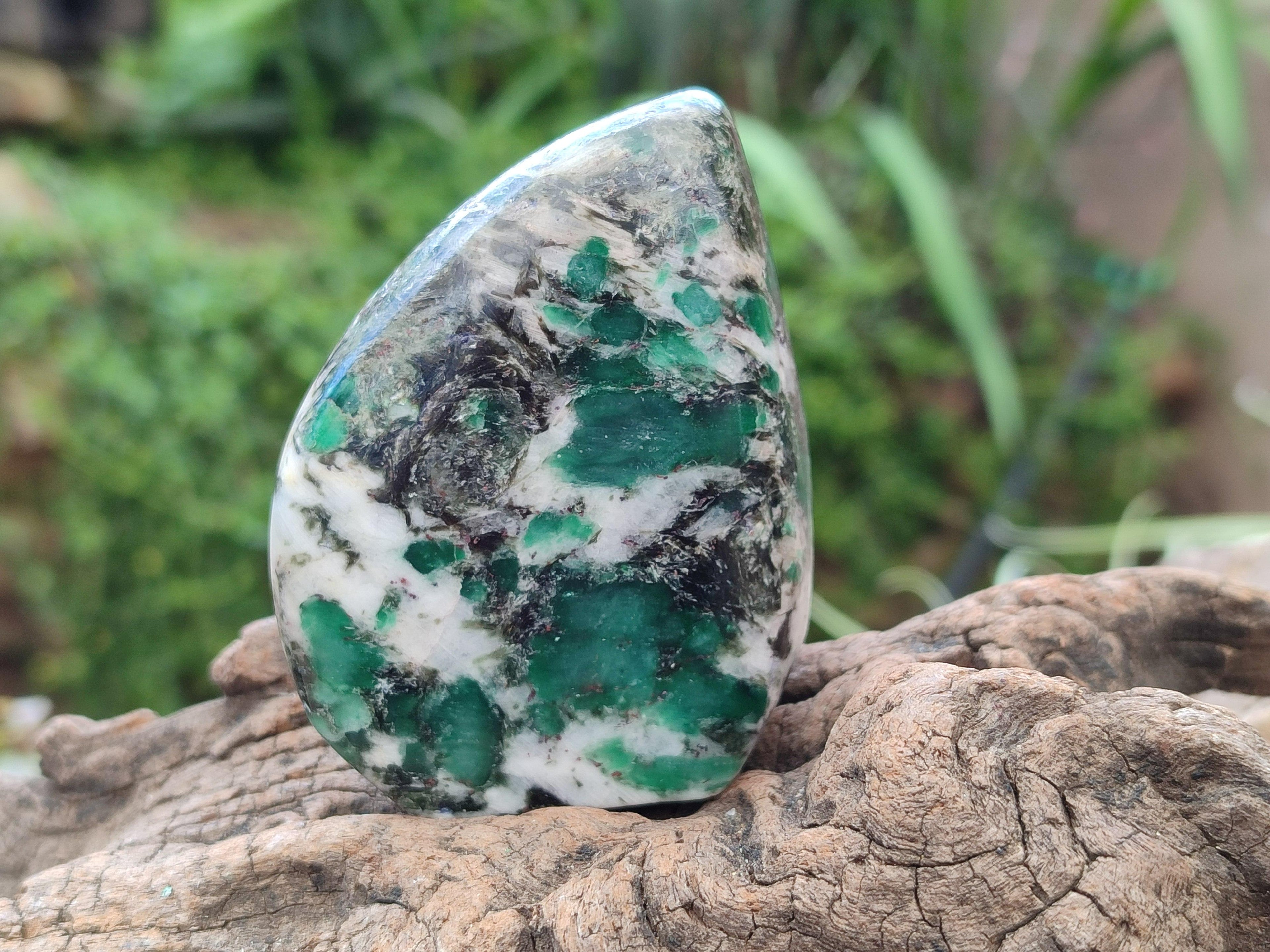 Polished Emerald Mica 'Mutokolite' Standing Free Forms x 4 From Mutoko, Zimbabwe