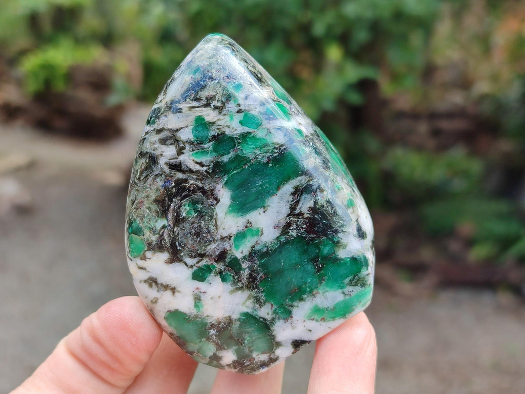 Polished Emerald Mica 'Mutokolite' Standing Free Forms x 4 From Mutoko, Zimbabwe