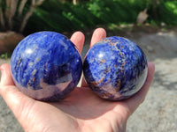 Polished Sodalite Spheres x 3 From Kunene River, Namibia
