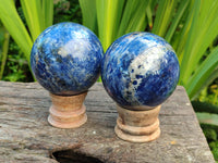 Polished Sodalite Spheres x 3 From Kunene River, Namibia
