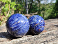 Polished Sodalite Spheres x 3 From Kunene River, Namibia