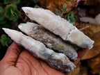 Natural Drusy Quartz Coated Calcite Spearhead Crystals x 12 From Alberts Mountain, Lesotho