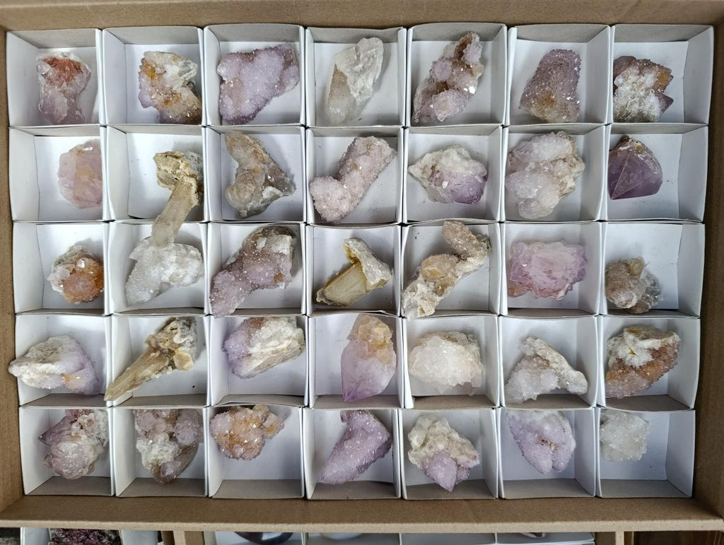 Natural Mixed Amethyst Spirit Quartz Clusters x 35 From Boekenhouthoek, South Africa