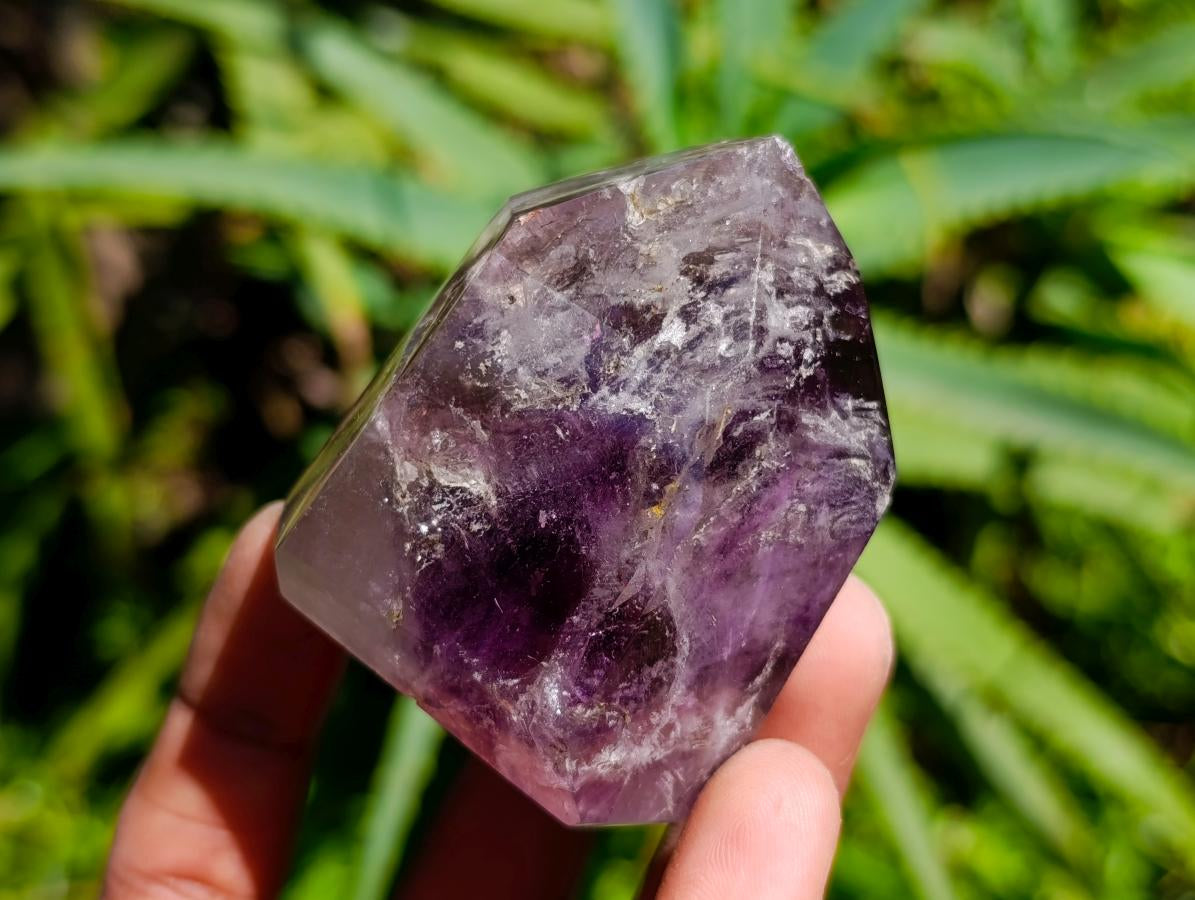 Polished Window Smokey Amethyst Crystals x 6 From Akansobe, Madagascar