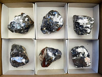 Natural Bright Silver Lead Galena Cobbed Specimens x 6 From Kaokoveld, Namibia