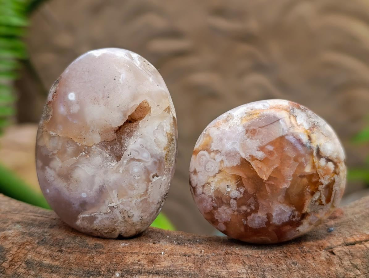 Polished Flower Agate Galets x 12 From Antsahalova, Madagascar