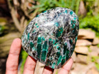 Polished Emerald Mica 'Mutokolite' Standing Free Forms x 3 From Mutoko, Zimbabwe