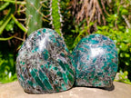 Polished Emerald Mica 'Mutokolite' Standing Free Forms x 3 From Mutoko, Zimbabwe