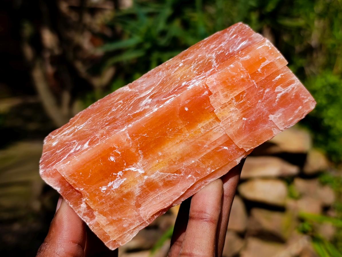 Natural Sunset Orange Calcite Specimens x 3 From Spitzkop, Namibia