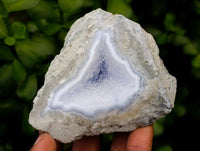 Polished On One Side Blue Lace Agate Geodes x 6 From Nsanje, Malawi