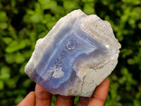 Polished On One Side Blue Lace Agate Geodes x 6 From Nsanje, Malawi