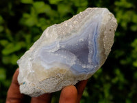 Polished On One Side Blue Lace Agate Geodes x 6 From Nsanje, Malawi
