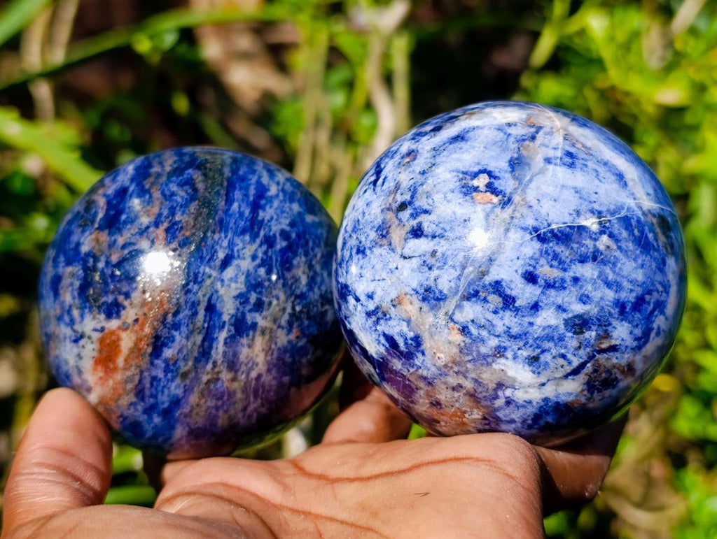 Polished Sodalite Spheres x 2 From Kunene River, Namibia