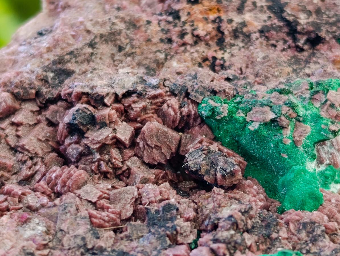 Natural Salrose Cobaltion Dolomite With Malachite Specimens x 6 From Kakanda, Congo