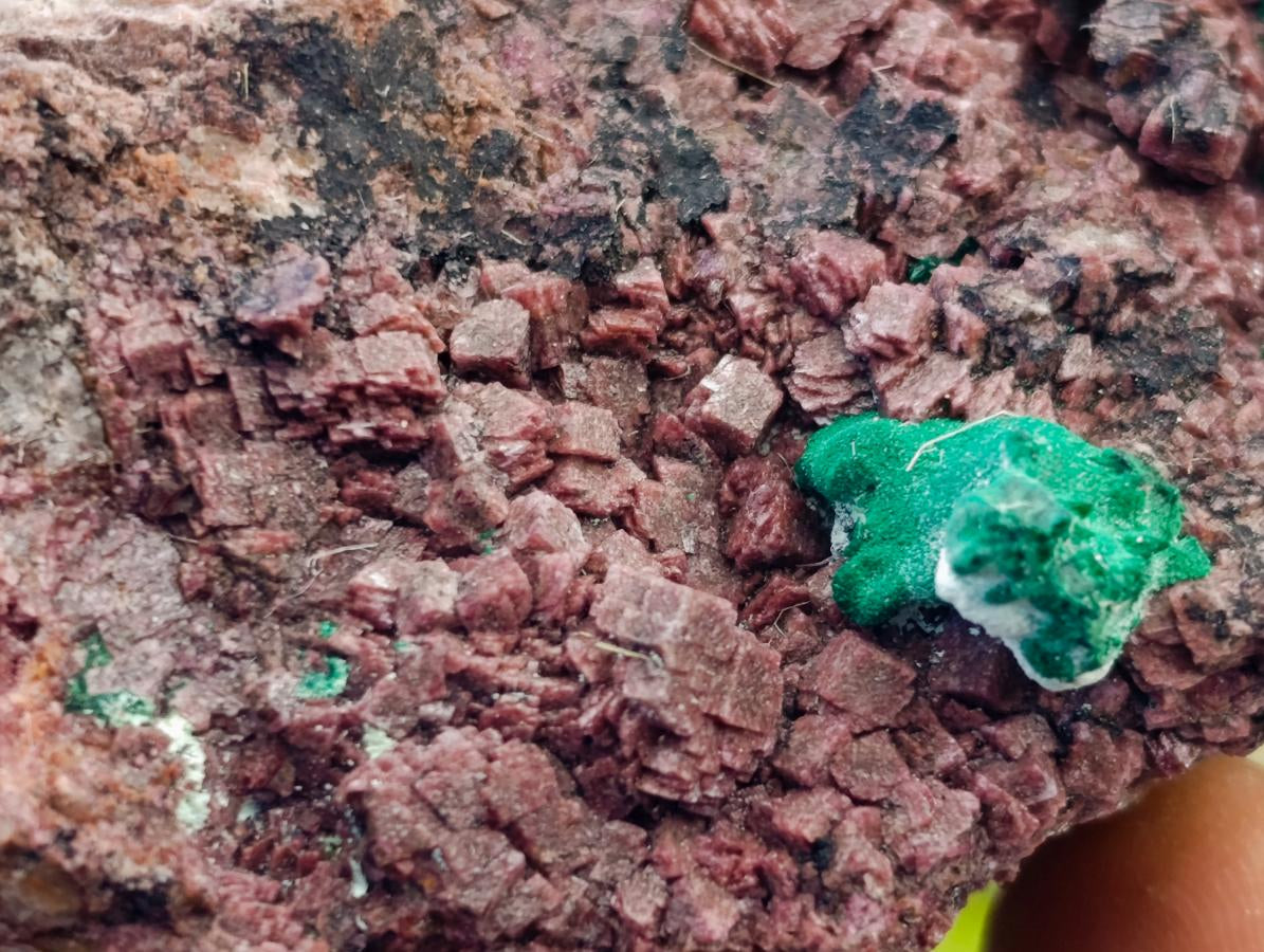 Natural Salrose Cobaltion Dolomite With Malachite Specimens x 6 From Kakanda, Congo