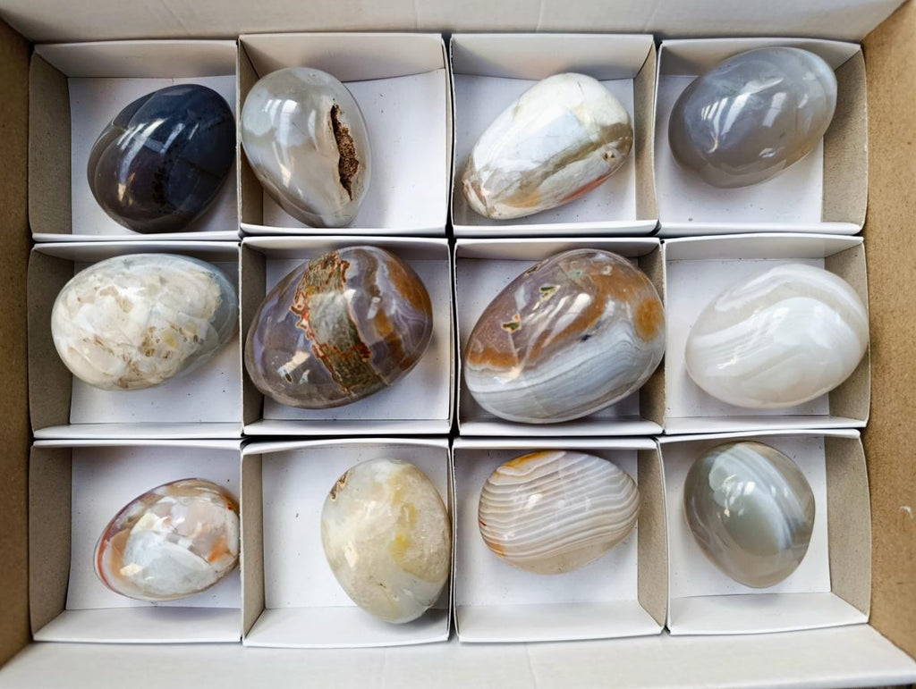 Polished Red Shashe River Agate Eggs x 12 From Shashe River, Zimbabwe