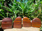 Polished Banded Tiger Iron Standing Free Forms x 4 From South Africa