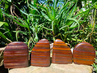 Polished Banded Tiger Iron Standing Free Forms x 4 From South Africa
