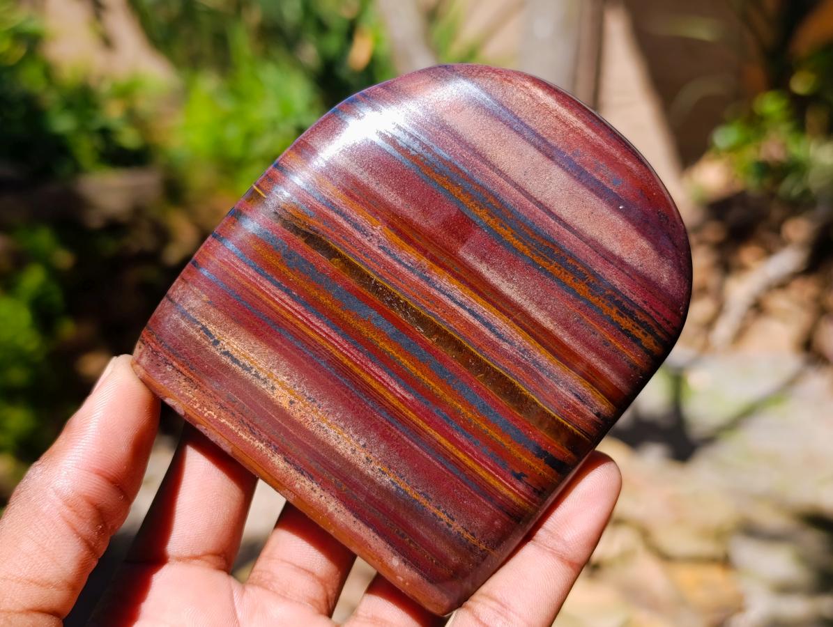 Polished Banded Tiger Iron Standing Free Forms x 4 From South Africa