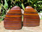 Polished Banded Tiger Iron Standing Free Forms x 4 From South Africa