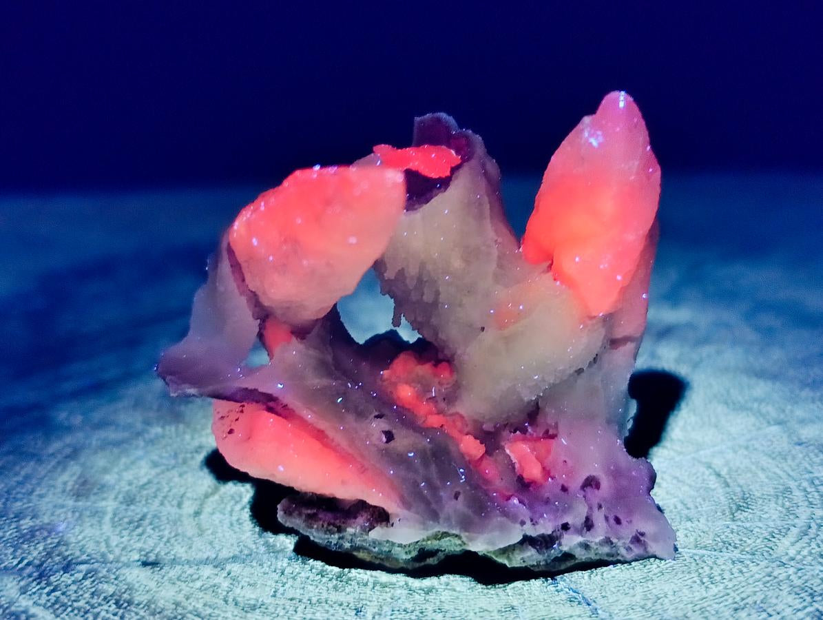 Natural Drusy Quartz Coated Spearhead Calcite Specimens x 16 From Albert's Mountain, Lesotho