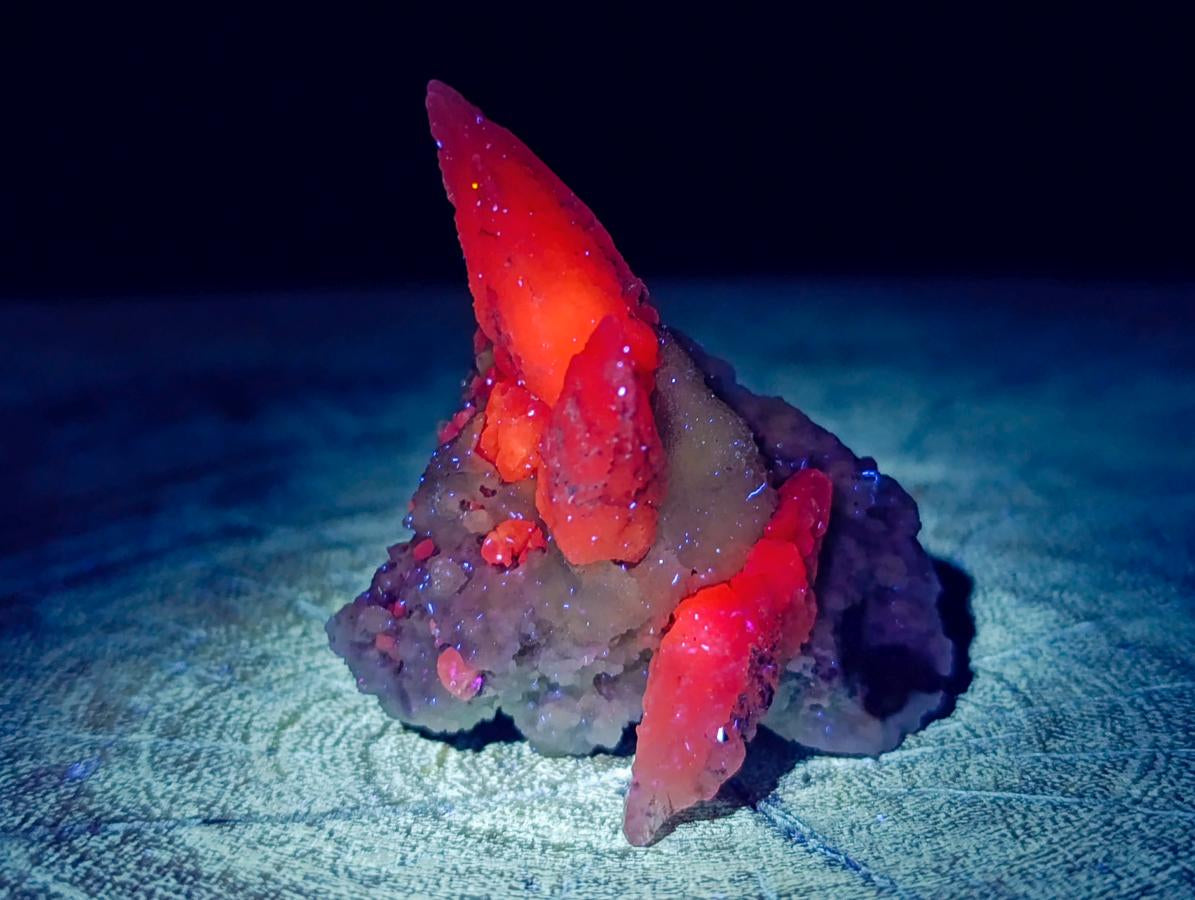 Natural Drusy Quartz Coated Spearhead Calcite Specimens x 16 From Albert's Mountain, Lesotho