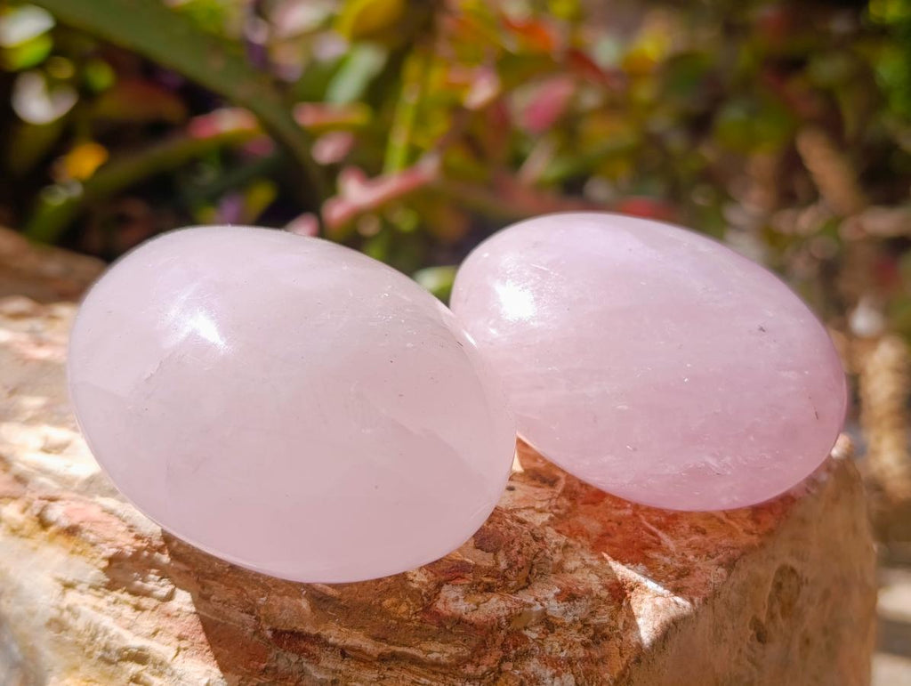 Polished Rose Quartz Palm Stones x 12 From Madagascar - Toprock Gemstones and Minerals 