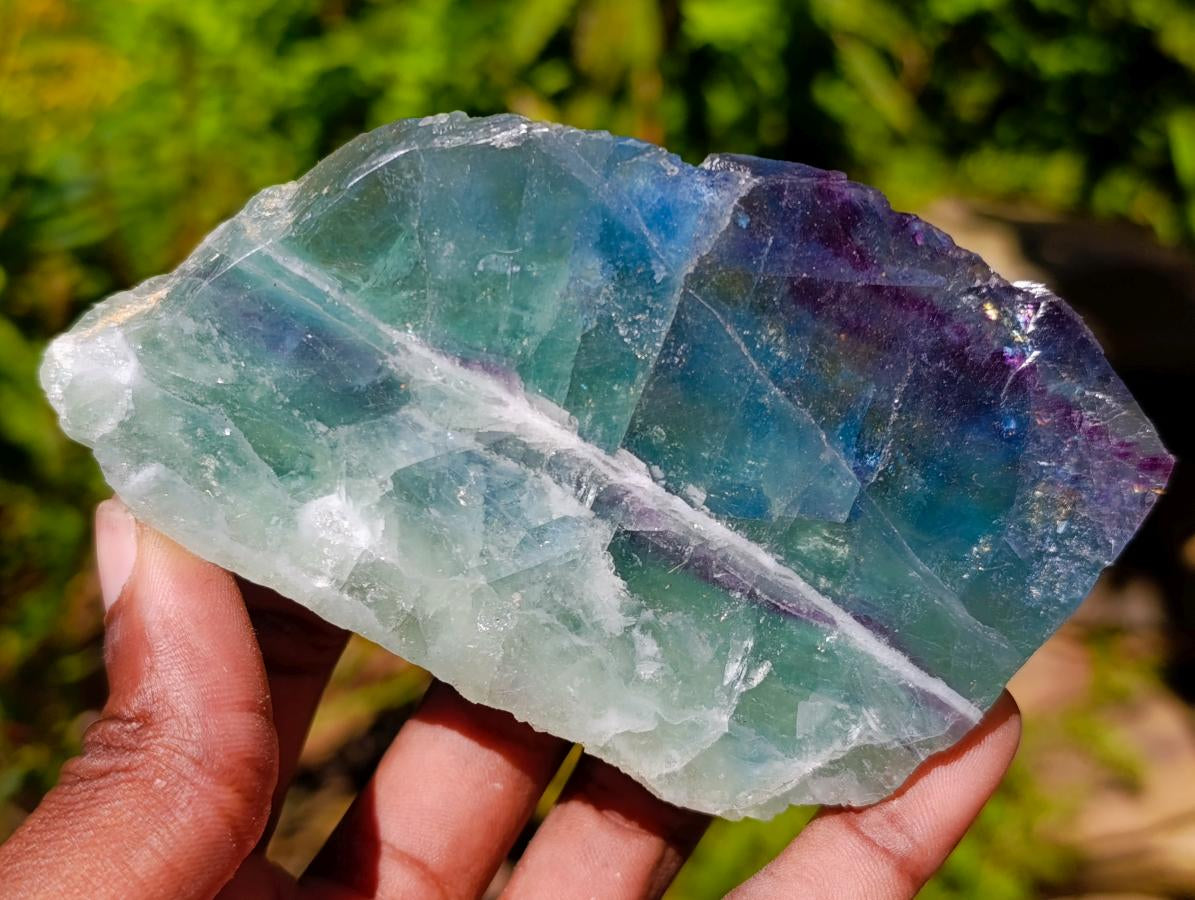 Polished On One Side Watermelon Fluorite Slices x 6 From Uis, Namibia