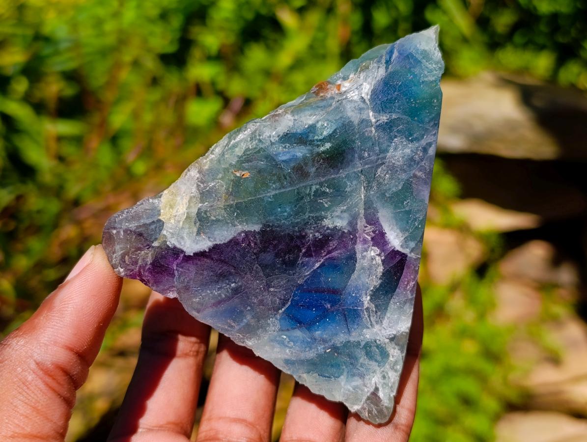 Polished On One Side Watermelon Fluorite Slices x 6 From Uis, Namibia