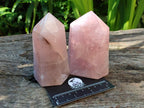 Polished Gemmy Rose Quartz Crystals x 3 From Madagascar
