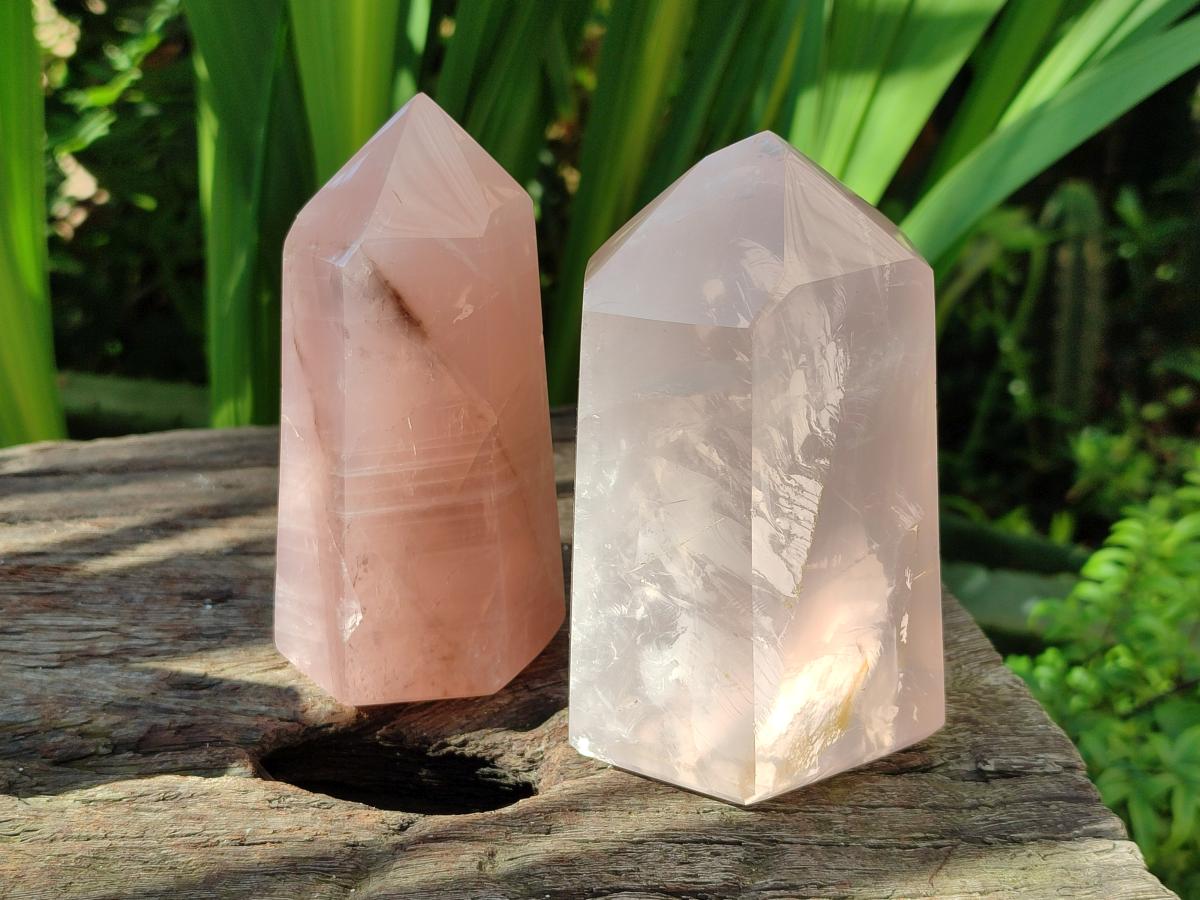 Polished Gemmy Rose Quartz Crystals x 3 From Madagascar