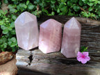 Polished Gemmy Rose Quartz Crystals x 3 From Madagascar
