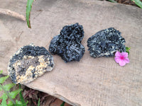 Natural Schorl Black Tourmaline Specimens x 3 From Erongo, Namibia