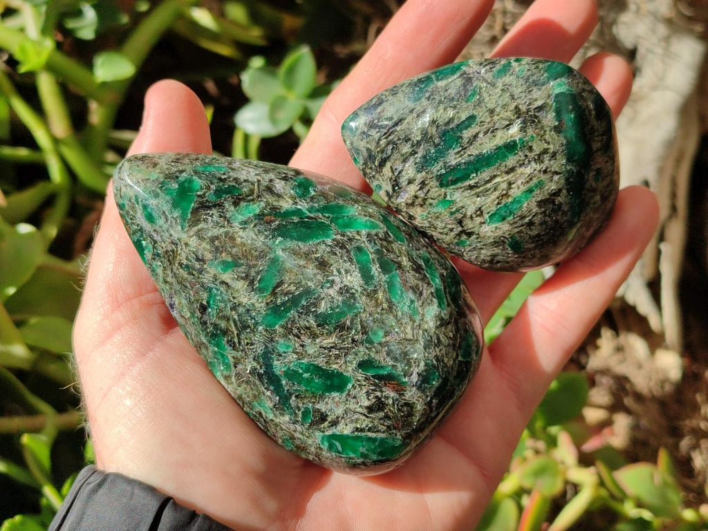 Polished Emerald Mica 'Mutokolite' Free Forms x 6 From Mutoko, Zimbabwe