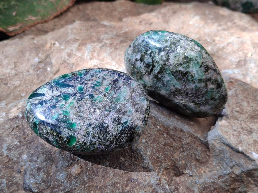 Polished Emerald Mica 'Mutokolite' Free Forms x 6 From Mutoko, Zimbabwe