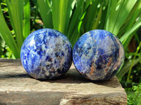 Polished Sodalite Spheres x 2 From Kunene River, Namibia