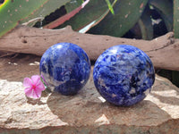 Polished Sodalite Spheres x 2 From Kunene River, Namibia