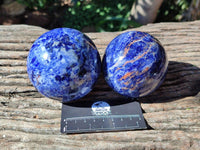 Polished Sodalite Spheres x 2 From Kunene River, Namibia