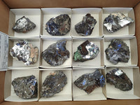 Natural Bright Silver Lead Galena Cobbed Specimens x 12 From Kaokoveld, Namibia