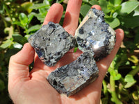 Natural Bright Silver Lead Galena Cobbed Specimens x 12 From Kaokoveld, Namibia
