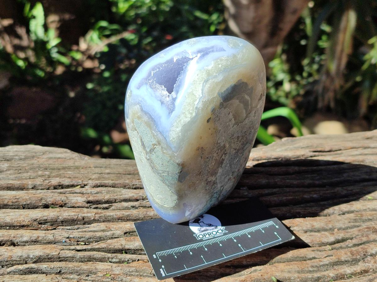 Polished Blue Lace Agate Standing Free Forms x 2 From Nsanje, Malawi