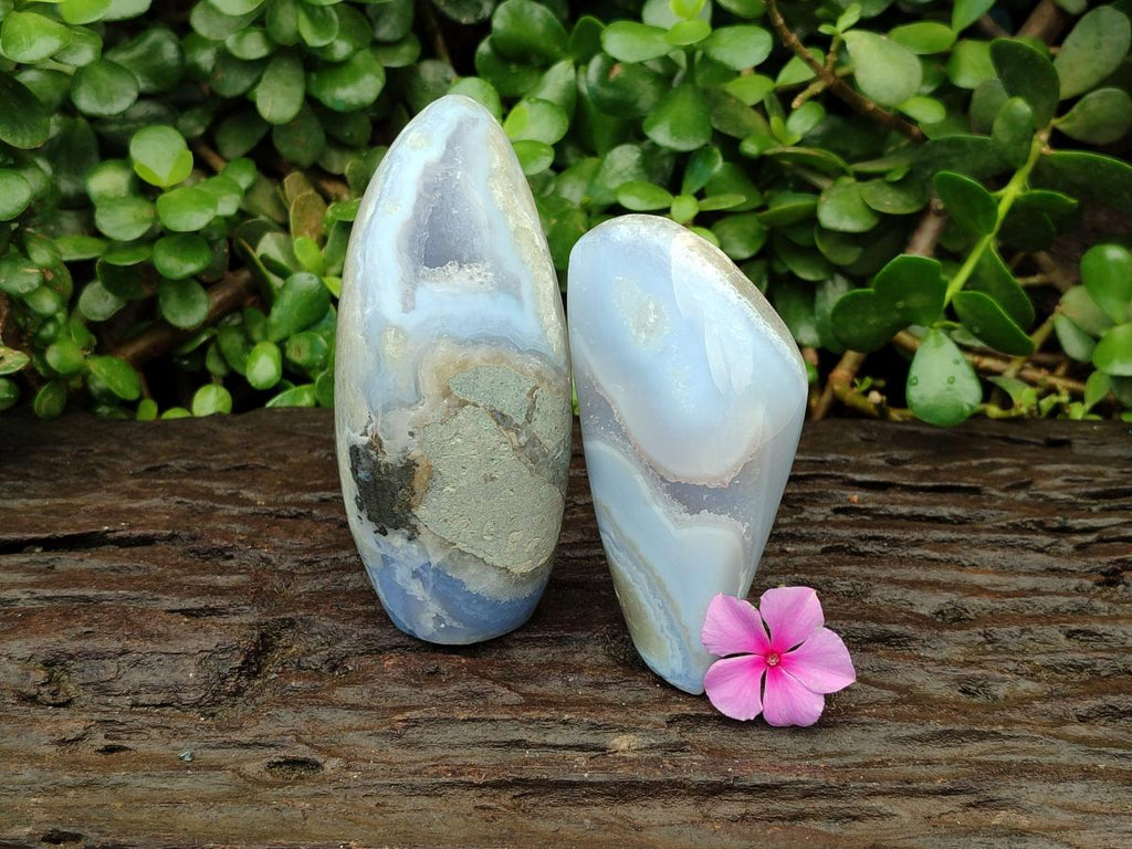 Polished Blue Lace Agate Standing Free Forms x 2 From Nsanje, Malawi