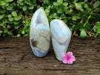 Polished Blue Lace Agate Standing Free Forms x 2 From Nsanje, Malawi